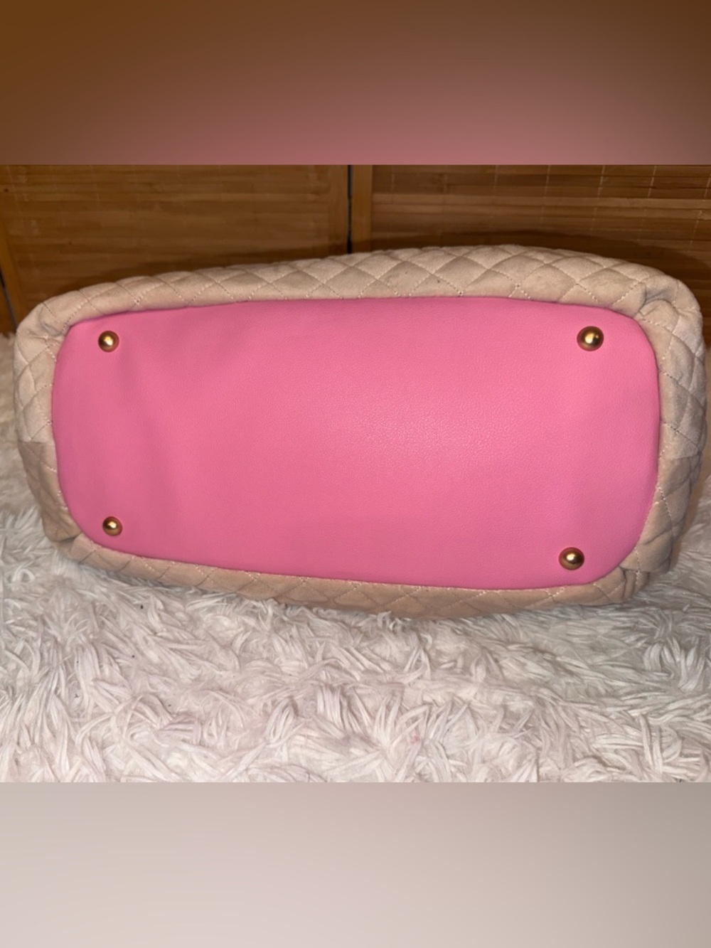 Juicy Couture Juicy Tale Bowler Bag Quilted Velour in Sandstone Pink Y2K NWT - Picture 3 of 6